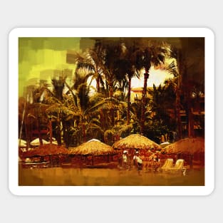 Resort Beach Scene Sticker